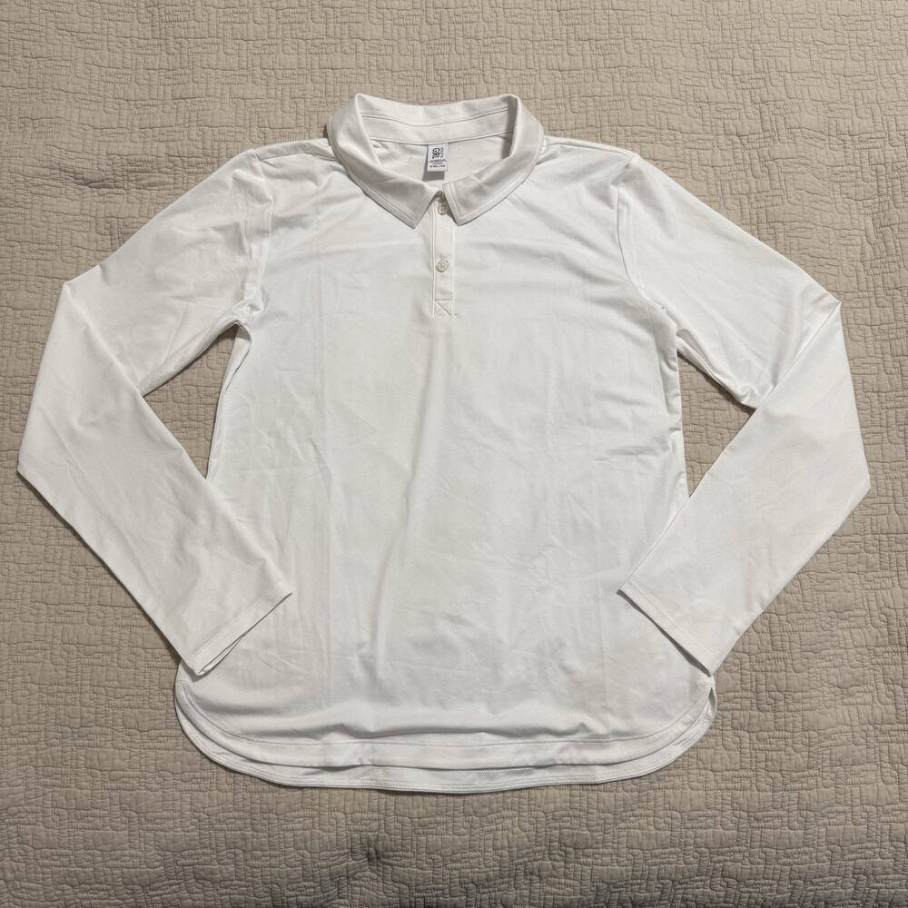 NWT Athleta Girl School Day Longsleeve Polo Shirt White Size XXL 16